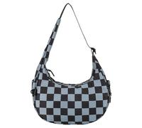 GSenhui Moon Bag - Borsa a tracolla da donna a quadri, in nylon, piccola borsa a tracolla per viaggi, lavoro, grigio + nero