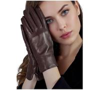 GSG Guanti Pelle Donna Senza Cromo Foderato in Lana Touchscreen Guanti da Guida Invernali Caldi Marrone M