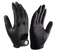 GSG SINCE 1998 Guanti Pelle Uomo - Senza Fodera & Traspiranti con Ulteriore Ventilazione, Guanti da Guida Touchscreen in Pelle di Pecora per Auto & Moto Nero XL