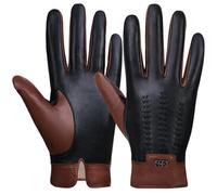 GSG SINCE 1998 Guanti Vera Pelle Senza Cromo Uomo, Invernali, Foderati in Cashmere, Touchscreen, Guanti Termici Moto, Abbronzatura L