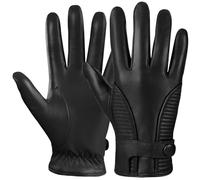 GSG SINCE 1998 Guanti Vera Pelle Uomo - Invernali in Pelle di Pecora Senza Cromo, Touchscreen, Foderati in Cachemire per Guida, Nero M