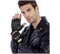 GSG SINCE 1998Guanti da Uomo in Pelle Senza dita Guanti da Guida Mezze dita Sfoderati Nero S