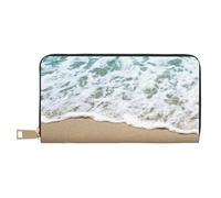 GSGCSBYMLG 3D Bella stella marina sulla spiaggia sabbia stampato portafoglio in pelle grande portafoglio da viaggio uomo donna zip pochette porta carte, bianco, Taglia unica