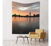GSGCSBYMLG Arazzo estetico da appendere alla parete con stampa di Boston Charles con panorama del fiume al tramonto, 152,4 x 129,5 cm
