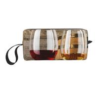 GSGCSBYMLG Art Red Wine Galsses & Grapes Printed Receive Bag Small Makeup Bag Travel Toiletry Bag