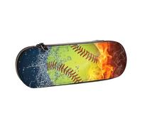 GSGCSBYMLG Astuccio in pelle stampata arancione con palla da baseball sul fuoco e sull'acqua