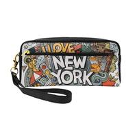 GSGCSBYMLG Astuccio per matite con stampa artistica a tema americano New York, piccolo astuccio per trucchi da viaggio