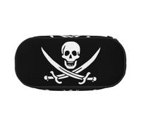 GSGCSBYMLG Astuccio per matite con stampa bandiera pirata astuccio portatile cancelleria caso, Nero , Taglia unica, Portamonete