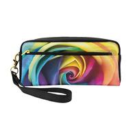 GSGCSBYMLG Astuccio per matite con stampa di rosa arcobaleno, piccola trousse da viaggio per articoli da toeletta