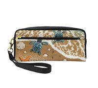 GSGCSBYMLG Astuccio per matite con stampa tartarughe sulla spiaggia, piccola borsa per trucchi da viaggio