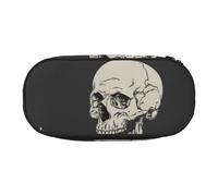 GSGCSBYMLG Astuccio per matite con teschio e osso, con stampa di scheletro e osso, astuccio per cancelleria, Nero , Taglia unica, Portamonete