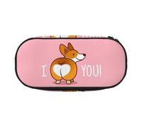GSGCSBYMLG Astuccio portamatite portatile con stampa di simpatico cartone animato Welsh Corgi Dog Butt Heart, Nero , Taglia unica, Portamonete