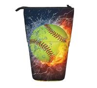 GSGCSBYMLG Astuccio telescopico verticale con stampa di baseball sul fuoco e sull'acqua, arancione