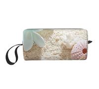GSGCSBYMLG Beauty case da viaggio con fiore zen blu con stelle marine sulla spiaggia stampata