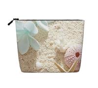 GSGCSBYMLG Beauty case da viaggio con fiori zen blu con stelle marine sulla spiaggia stampata in canapa finta, Nero , Taglia unica