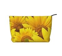 GSGCSBYMLG Beauty case da viaggio in velluto a coste stampato con fiori gialli girasoli, Nero , Taglia unica