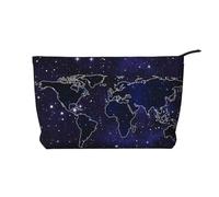 GSGCSBYMLG Beauty case da viaggio in velluto a coste stampato con mappa del mondo, Nero , Taglia unica