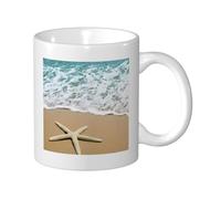 GSGCSBYMLG Bella stella marina 3D sulla spiaggia sabbia stampato tazze tazza di ceramica tazza di caffè