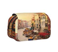 GSGCSBYMLG Bella Venezia Canal View stampato doppia conchiglia penna caso portatile cancelleria caso, Nero , Taglia unica, Portamonete