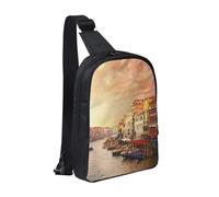 GSGCSBYMLG Bella Venezia Canal View stampato petto bag doppia tasca Crossbody Chest Bag