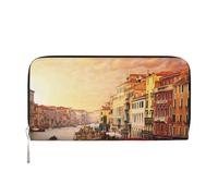 GSGCSBYMLG Bellissimo portafoglio a mano in pelle stampata con vista sul canale di Venezia, da uomo e da donna, con cerniera, porta carte, Nero , Taglia unica