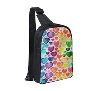 GSGCSBYMLG Borsa a tracolla con stampa di cuori arcobaleno con doppia tasca