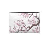 GSGCSBYMLG Borsa cosmetica riutilizzabile della borsa cosmetica stampata dell'albero dei fiori di ciliegio