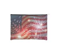 GSGCSBYMLG Borsa cosmetica riutilizzabile di carta stampata della bandiera americana dei fuochi d'artificio
