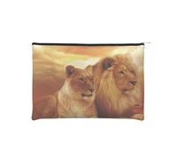GSGCSBYMLG Borsa cosmetica riutilizzabile in carta stampata con leone africano e leonessa