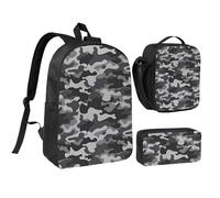 GSGCSBYMLG Borsa da scuola con stampa astratta mimetica da 17 pollici, borsa portapranzo, Nero , Taglia unica, Portamonete