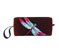 GSGCSBYMLG Borsa da toilette da viaggio con libellula su sfondo rosso stampata