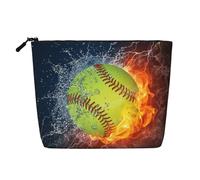 GSGCSBYMLG Borsa da viaggio in canapa finta con stampa di baseball arancione e palla da baseball sul fuoco e sull'acqua, Nero , Taglia unica
