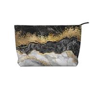 GSGCSBYMLG Borsa da viaggio in velluto a coste stampata in marmo bianco e nero con lamina d'oro, Nero , Taglia unica
