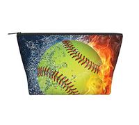 GSGCSBYMLG Borsa organizer da viaggio con stampa di baseball arancione e palla da baseball sul fuoco e sull'acqua, borsa da viaggio portatile con cerniera, Nero , Taglia unica
