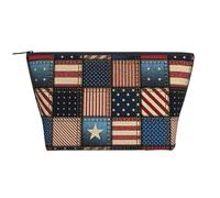 GSGCSBYMLG Borsa organizer da viaggio con stampa patchwork con bandiera americana, borsa da toeletta portatile con cerniera, Nero , Taglia unica