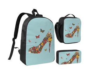 GSGCSBYMLG Borsa per la scuola con stampa a farfalla e tacco alto, 43,2 cm, borsa portapranzo, Nero , Taglia unica, Portamonete