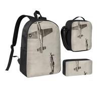 GSGCSBYMLG Borsa per la scuola con stampa di aeroplano della Seconda Guerra Mondiale, 43,2 cm, borsa portapranzo, Nero , Taglia unica, Portamonete