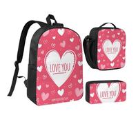 GSGCSBYMLG Borsa per la scuola da 43,2 cm con stampa a cuore di San Valentino, Nero , Taglia unica, Portamonete