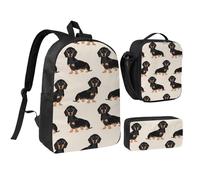 GSGCSBYMLG Borsa per la scuola da 43,2 cm con stampa bassotto e portapranzo, Nero , Taglia unica, Portamonete