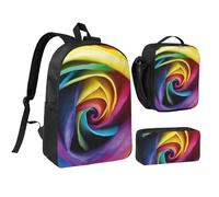 GSGCSBYMLG Borsa per la scuola da 43,2 cm con stampa di rose arcobaleno, Nero , Taglia unica, Portamonete