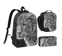 GSGCSBYMLG Borsa per la scuola da 43,2 cm con stampa leopardata nera e bianca, Nero , Taglia unica, Portamonete