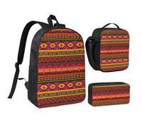 GSGCSBYMLG Borsa per la scuola messicana con stampa bohémien, borsa per la scuola, portapenne, borsa per il pranzo, Nero , Taglia unica, Portamonete