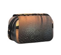 GSGCSBYMLG Boston Charles River City Skyline Sunset stampato doppia custodia per penne portatile cancelleria, Nero , Taglia unica, Portamonete