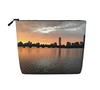 GSGCSBYMLG Boston Charles River City Skyline Tramonto Stampato Finta Canapa Trucchi Borsa da Viaggio Borsa Organizzatore, Nero , Taglia unica