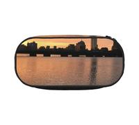 GSGCSBYMLG Boston Charles River City Skyline Tramonto Stampato Matita Astuccio Astuccio Portatile Cancelleria, Nero , Taglia unica, Portamonete