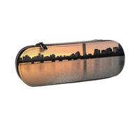 GSGCSBYMLG Boston Charles River City Skyline Tramonto Stampato Pelle Astuccio Astuccio Cancelleria