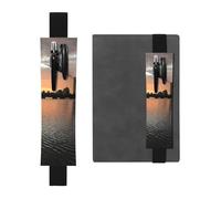 GSGCSBYMLG Boston Charles River City Skyline Tramonto Stampato Portapenne in Pelle Segnalibro Astuccio, Nero , Taglia unica, Portamonete