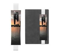 GSGCSBYMLG Boston Charles River City Skyline Tramonto Stampato Portapenne in Pelle Segnalibro Astuccio, bianco, Taglia unica, Portamonete