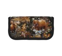 GSGCSBYMLG Caccia Cervo Orso Alce Stampato Canvas Pen Case Portatile Cancelleria Caso di Immagazzinaggio Pouch