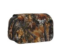 GSGCSBYMLG Caccia Cervo Orso Alce Stampato Doppio Clamshell Pen Case Portatile Cancelleria Caso, Nero , Taglia unica, Portamonete